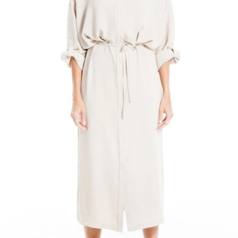 Max Studio Career  Button-Up Midi Dress in Papyrus